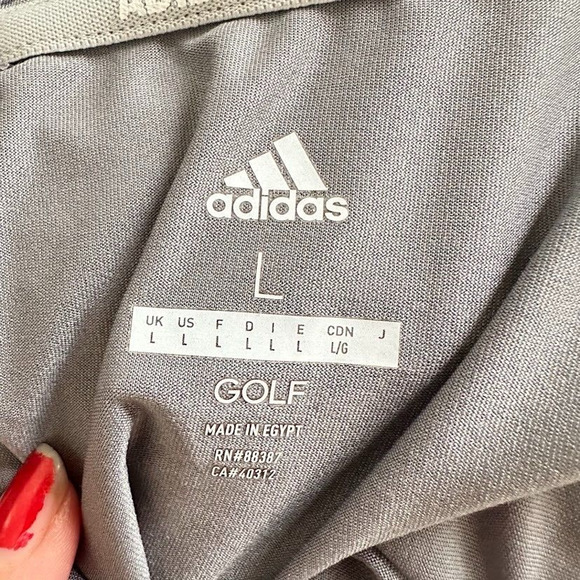 Adidas Golf Womens Large 1/4 Zip Athletic Top Grey Striped Long Sleeves Pullover - Picture 5 of 6